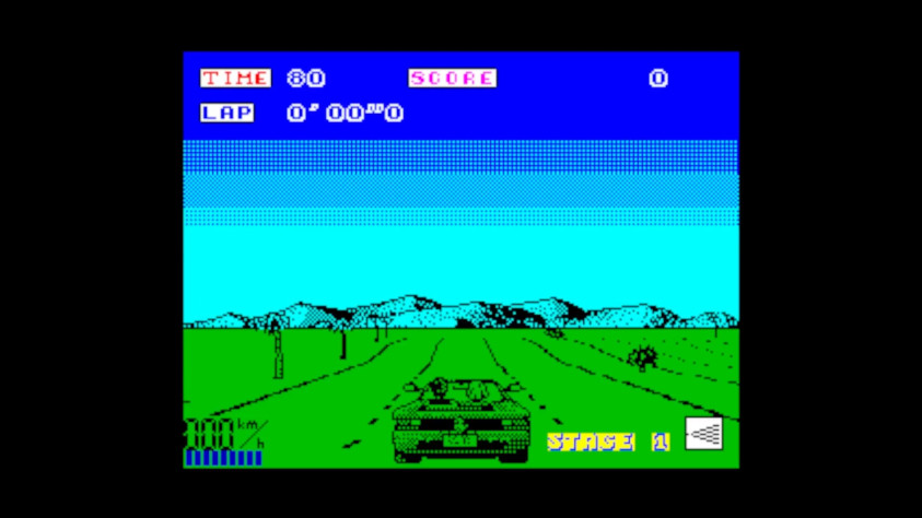 Кадр из версии Out Run для ZX Spectrum, 1987 год