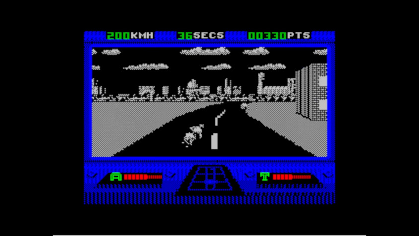 Кадр из версии Out Run Europa для ZX Spectrum, 1991 год