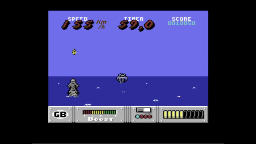 Кадр из версии Out Run Europa для Commodore 64, 1991 год