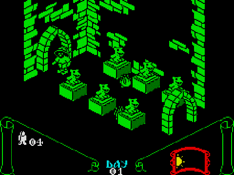 Кадр из игры Knight Lore, ZX Spectrum, 1984