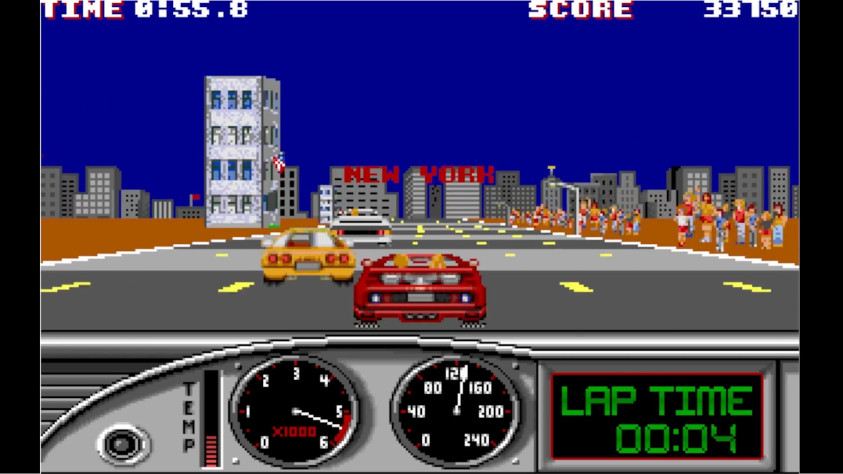 Кадр из версии Turbo OutRun для DOS, 1992 год