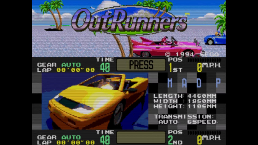 Кадр из версии OutRunners для Sega Mega Drive, 1994 год