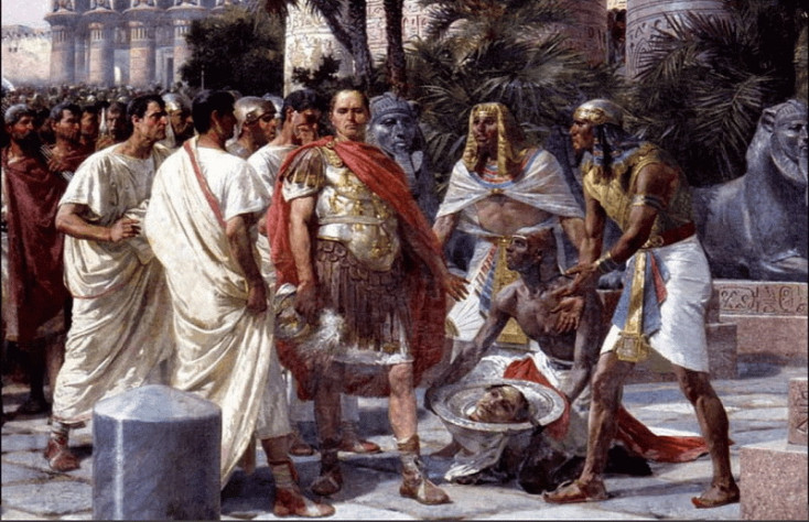 Цезарю преподносят голову Помпея