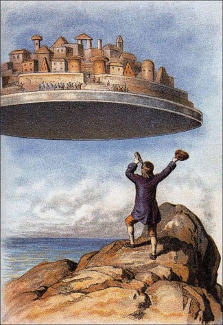 Путешествия Гулливера, летающий город Лапута. Иллюстрация 1910 года.