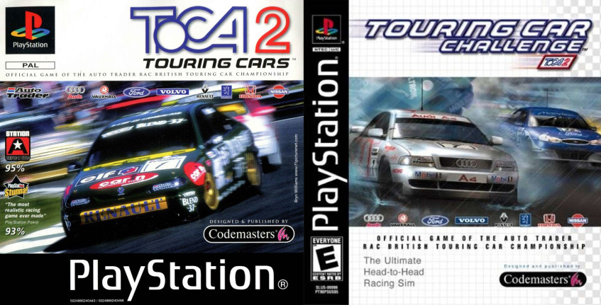 Слева направо&amp;nbsp;— европейская и&amp;nbsp;североамериканская обложки TOCA 2: Touring Cars