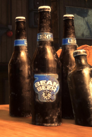Другой тип бутылок, это Bean Beer, но конкретный прообраз найти я не смог.