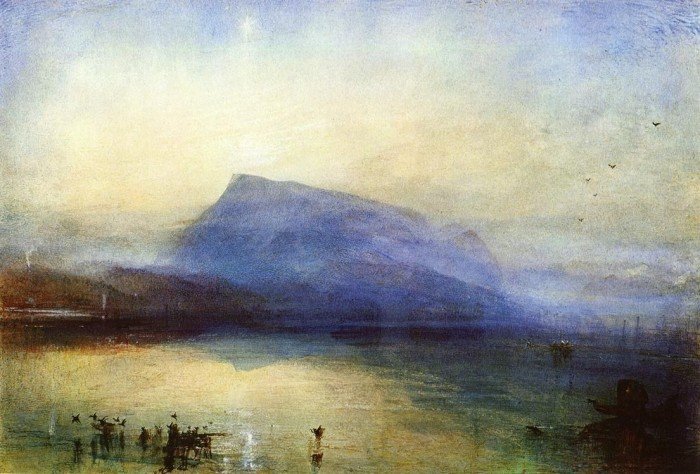 Гора Риги: вид на Люцернское озеро на восходе. 1842 г.