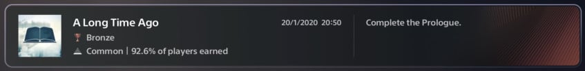 Трофей за прохождение пролога от 20 января 2020 года.