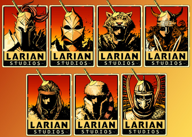Логотипы студий Larian слева направо: (верхний ряд) Бельгия, Испания, Малайзия, Ирландия, (нижний ряд) Великобритания, Канада и&amp;nbsp;Польша.