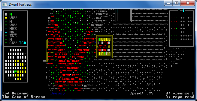 Так выглядит режим приключенца в&amp;nbsp;Dwarf Fortress без графики. Видите дом полный гостей?