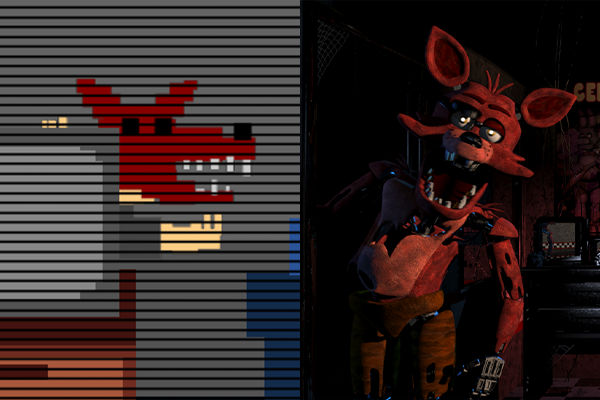 Скример Фокси в FNaF 4 и в FNaF 1