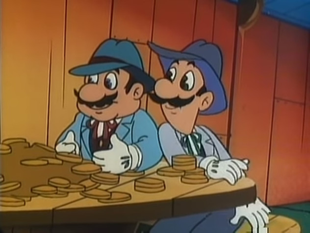 Кадр из мультсериала The Super Mario Bros. Super Show, сегмент Super Mario Bros., 1989 год