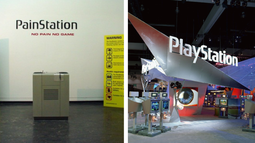 PlayStation − дословно «Игровая станция», PainStation – «Станция боли»