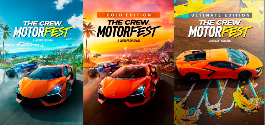 Слева направо: обложки стандартного, золотого и&amp;nbsp;ультимативного издания The Crew: Motorfest