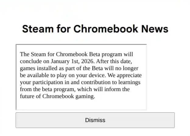 Бета-программа Steam для Chromebook завершится 1 января 2026 года. После этой даты игры, установленные в рамках «беты», больше не будут доступны для запуска на вашем устройстве. Мы благодарим вас за участие и вклад в изучение бета-программы, который поможет определить будущее игр на Chromebook.