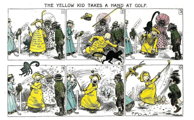 Кадр из&amp;nbsp;комикса The Yellow Kid Ричарда Аутколта, 1897 год