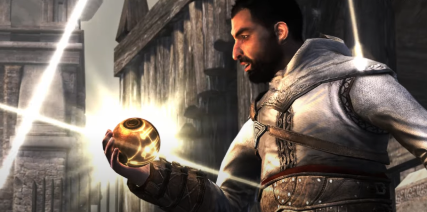 Аббас держит Яблоко. Фрагмент из игры: Assassin’s Creed Revelations.