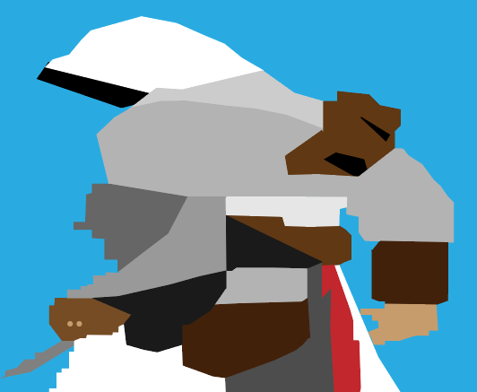 Альтаир из обложки книги. Был сделан мною через приложение Adobe Illustrator. Если честно, то это мой любимый рисунок. 